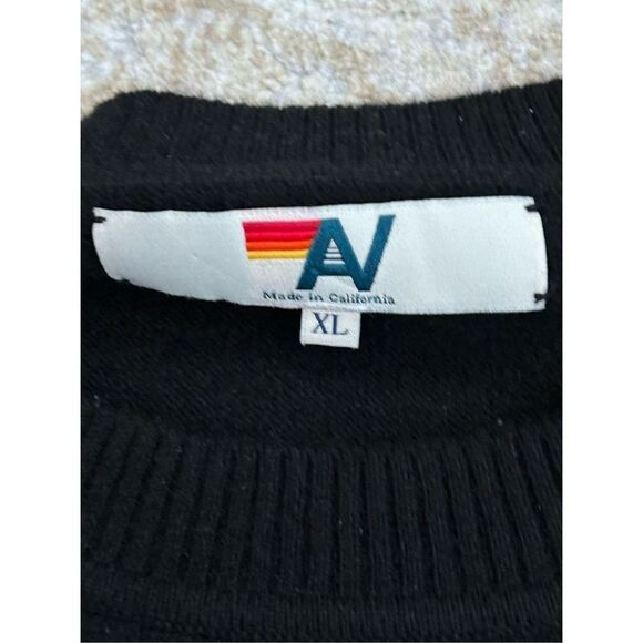 Aviator Nation Cashmere Pullover Sweater Black Bolt Print Unisex Size XL - Picture 6 of 7
